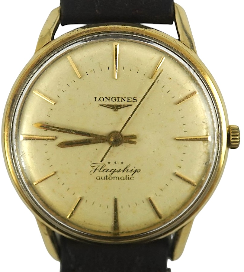 A gentleman's 1960's? 9ct gold Longines Flagship automatic wrist watch